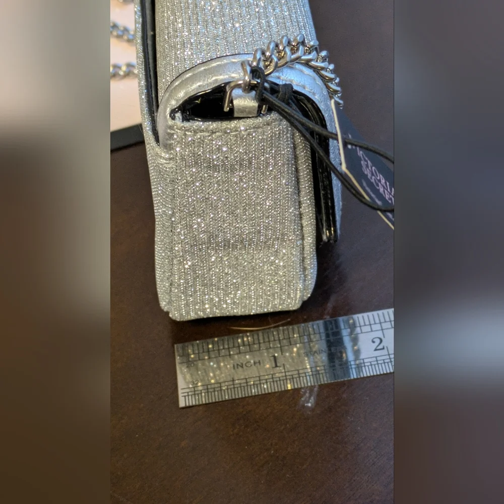 Victoria's Secret Micro Shoulder/Crossbody Bag in Silver Sparkle. NWT - Picture 4 of 10